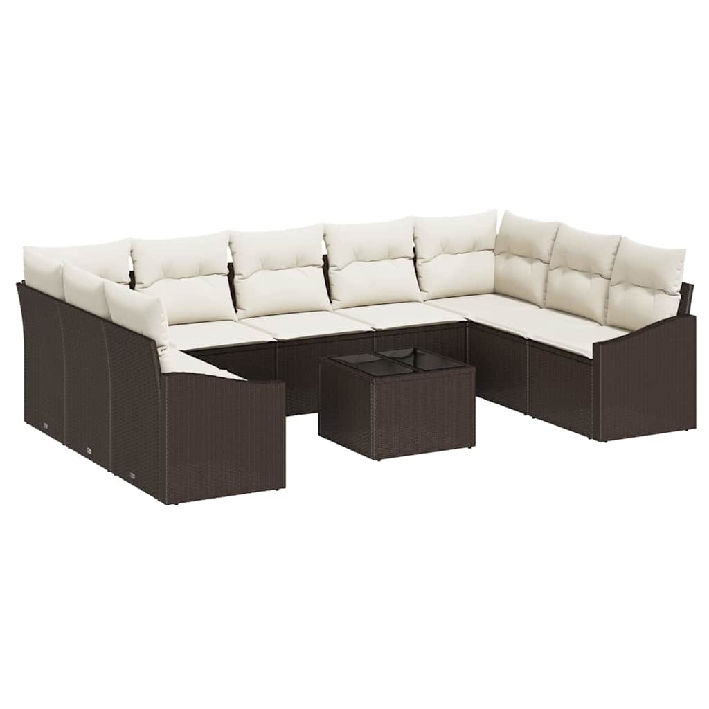 Garten Essgruppe mit Kissen mit Speicher 10 pcs Braun und Creme